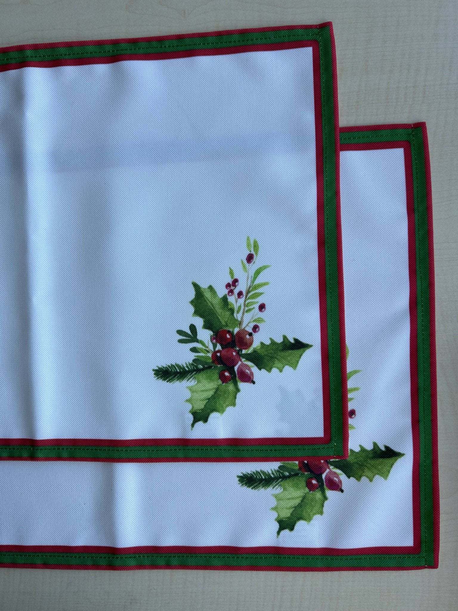Holly Berry and Greenery Pattern Placemats - Nature Inspired Holiday Decorating - Wear Sierra
