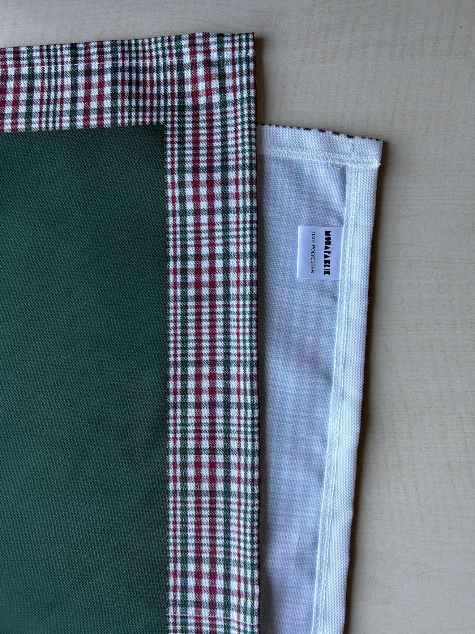 Hunter Green and Red Runner with Plaid Border, Holiday Decor - Wear Sierra