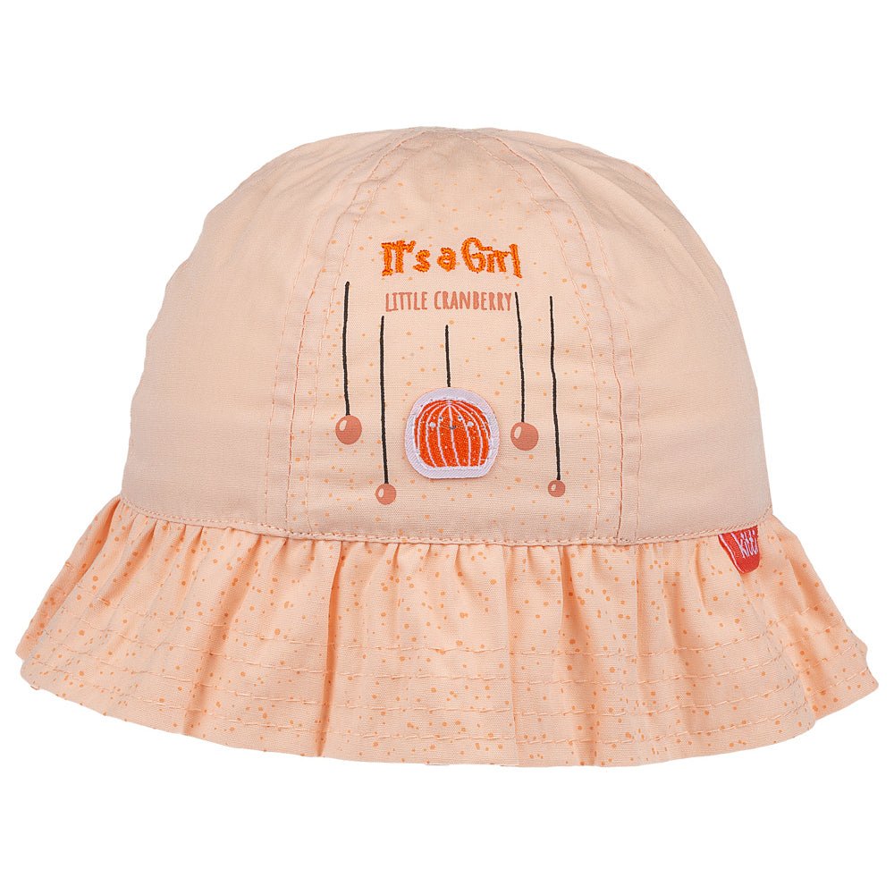 Infant Bucket Hat, It's A Girl Cranberry Cotton Printed Babies Hat, Infant Pink Hat, 0-18 Months - Wear Sierra