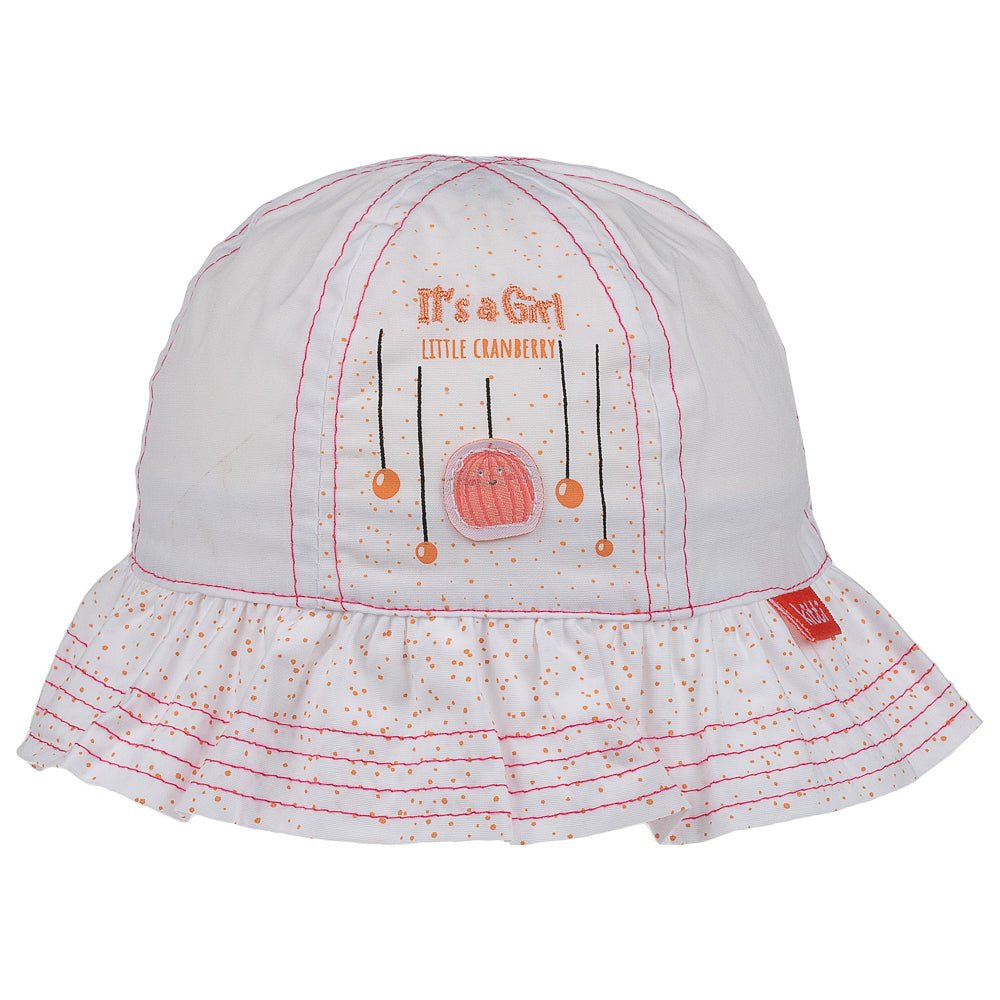 Infant Bucket Hat, It's A Girl Cranberry Cotton Printed Babies Hat, Infant Pink Hat, 0-18 Months - Wear Sierra
