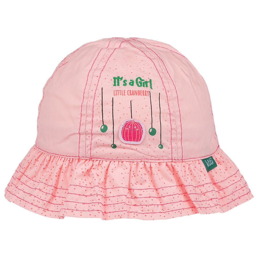 Infant Bucket Hat, It's A Girl Cranberry Cotton Printed Babies Hat, Infant Pink Hat, 0-18 Months - Wear Sierra