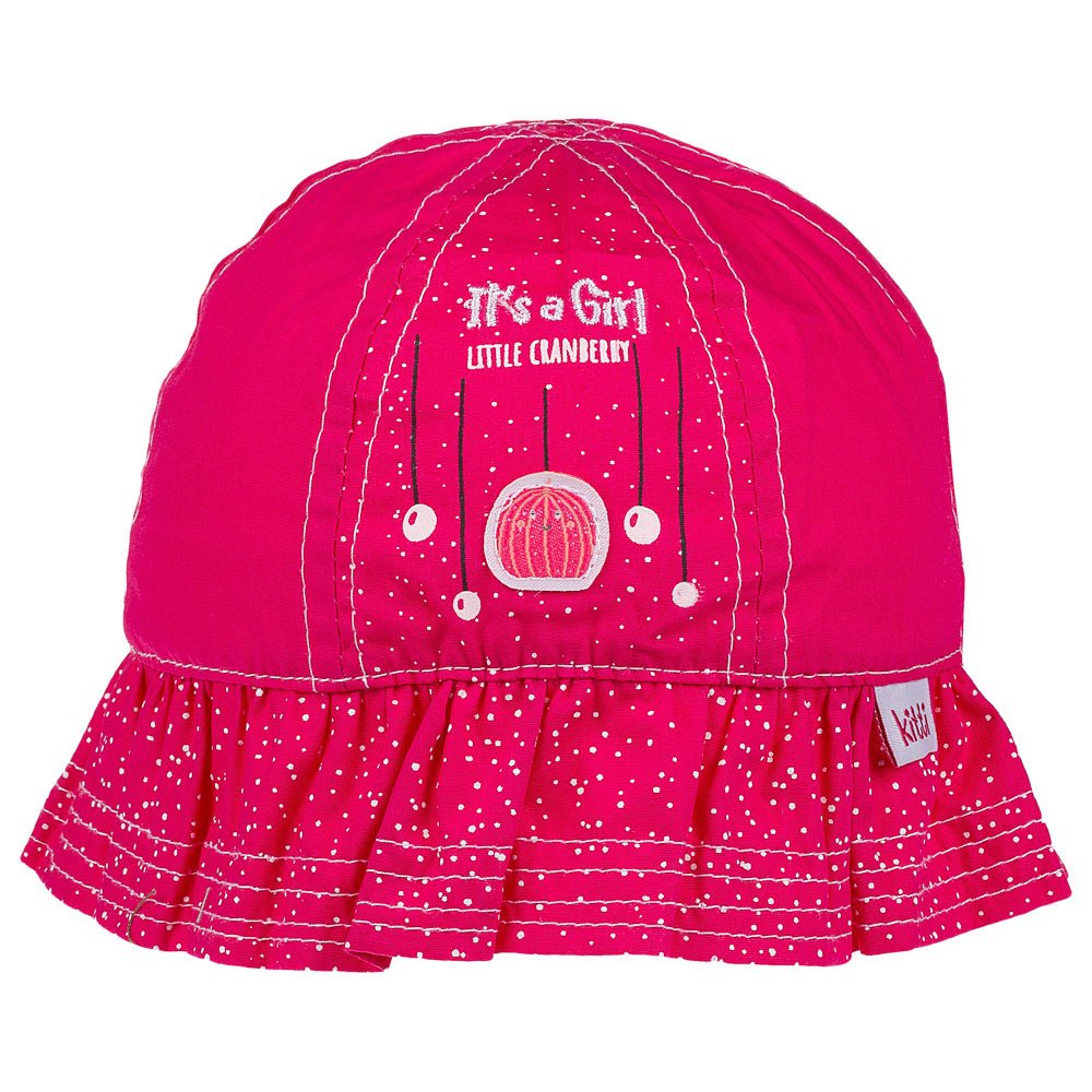 Infant Bucket Hat, It's A Girl Cranberry Cotton Printed Babies Hat, Infant Pink Hat, 0-18 Months - Wear Sierra
