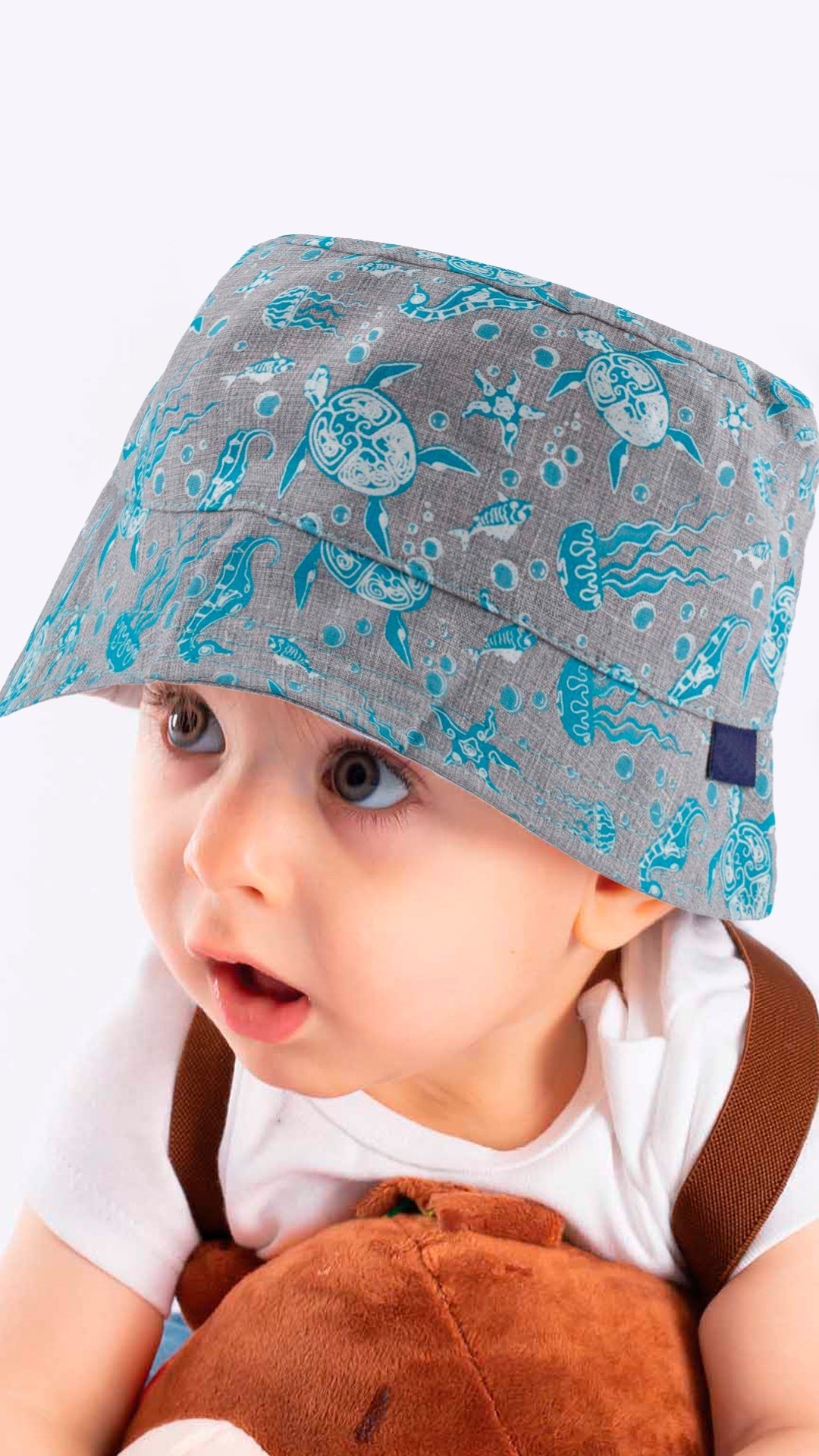 Infant Bucket Hat Ocean Life, Sea Animals, Nautical Theme Print Baby Hat - Wear Sierra