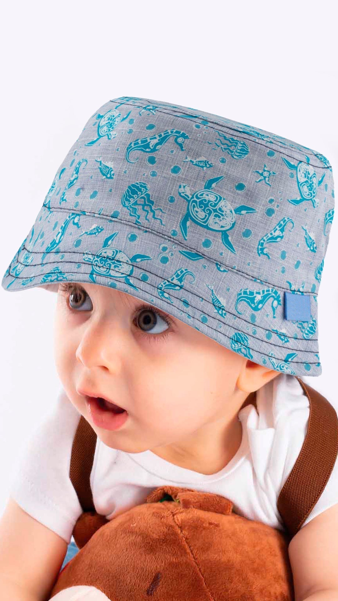 Infant Bucket Hat Ocean Life, Sea Animals, Nautical Theme Print Baby Hat - Wear Sierra