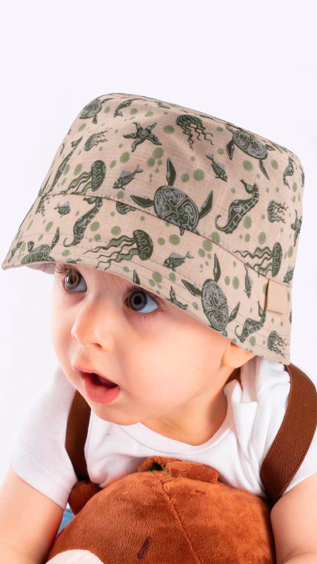 Infant Bucket Hat Ocean Life, Sea Animals, Nautical Theme Print Baby Hat - Wear Sierra