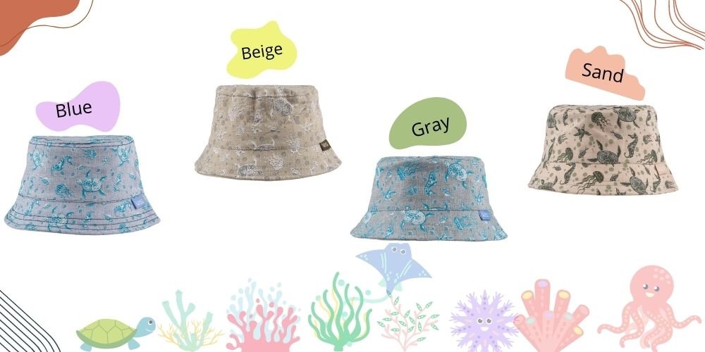 Infant Bucket Hat Ocean Life, Sea Animals, Nautical Theme Print Baby Hat - Wear Sierra