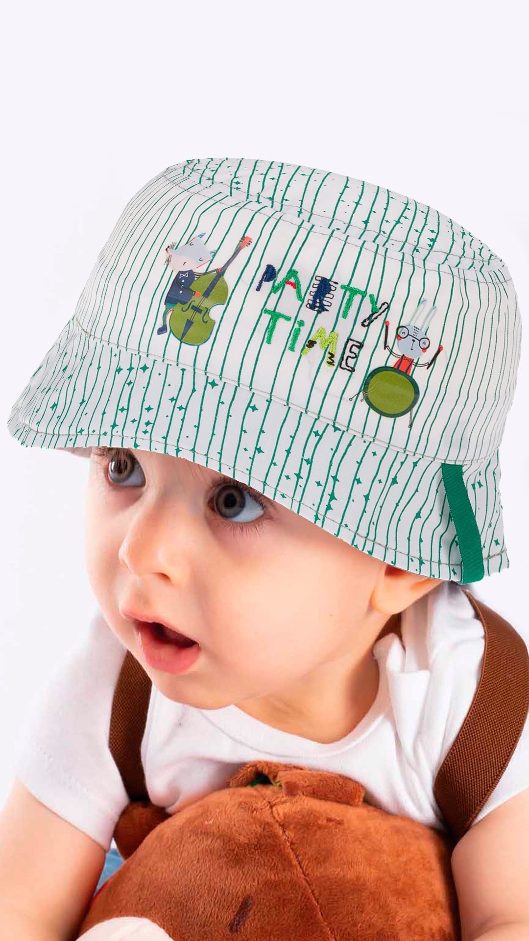 Infant Bucket Hat, Party Time Animal Band Cotton Embroidered Hat - Wear Sierra