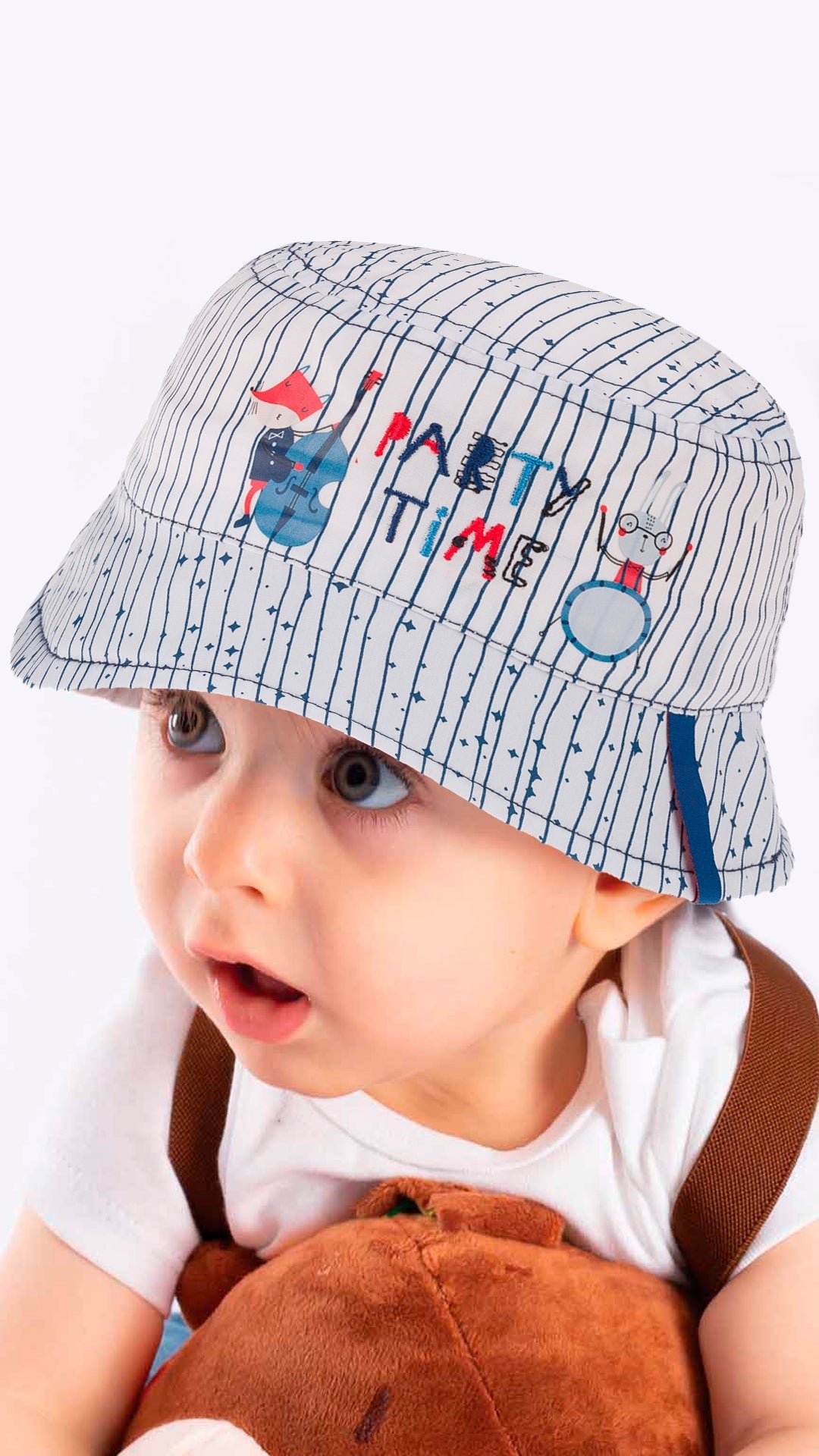 Infant Bucket Hat, Party Time Animal Band Cotton Embroidered Hat - Wear Sierra