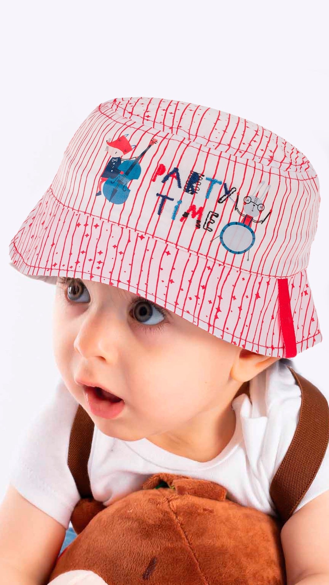 Infant Bucket Hat, Party Time Animal Band Cotton Embroidered Hat - Wear Sierra