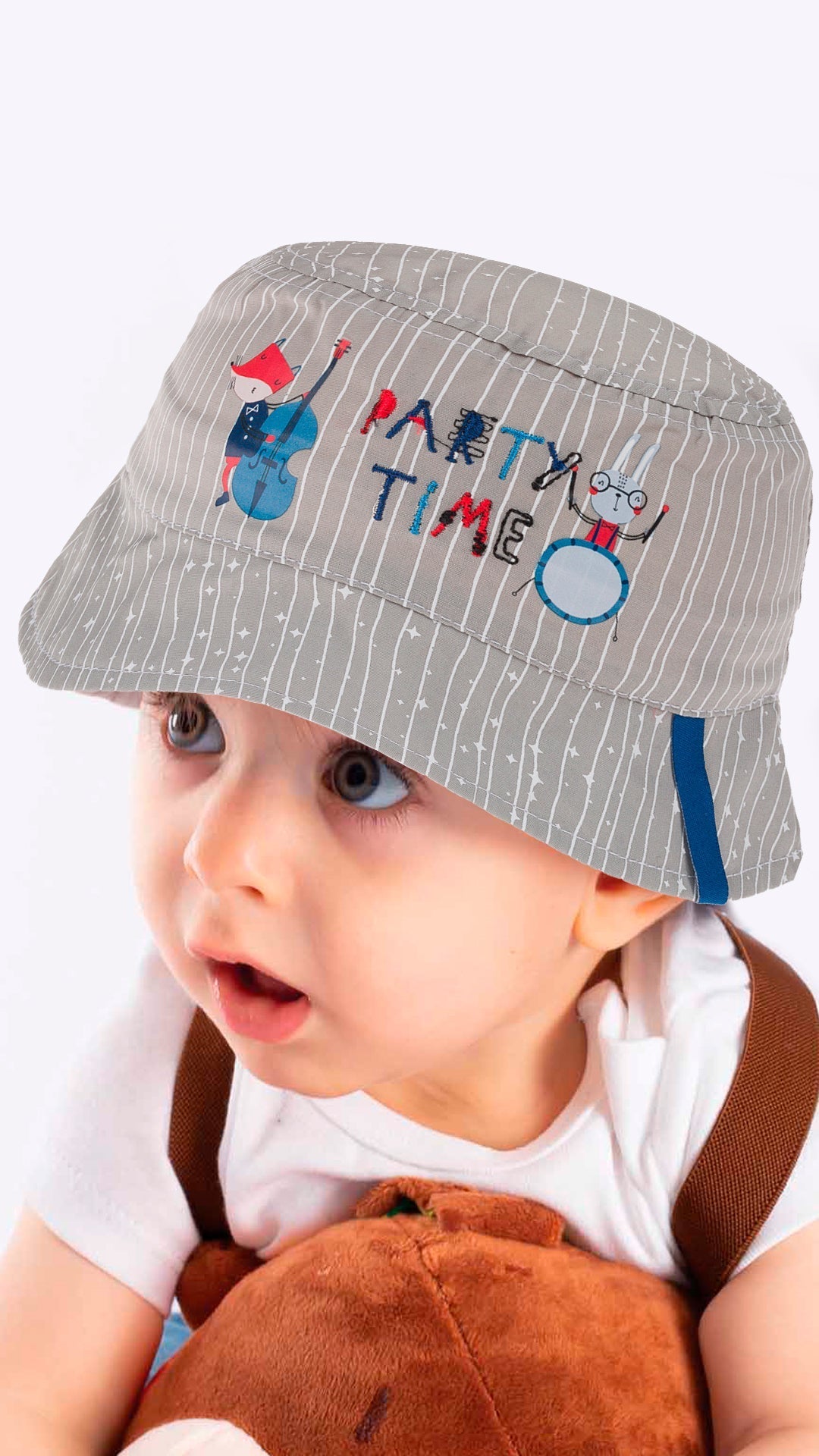 Infant Bucket Hat, Party Time Animal Band Cotton Embroidered Hat - Wear Sierra