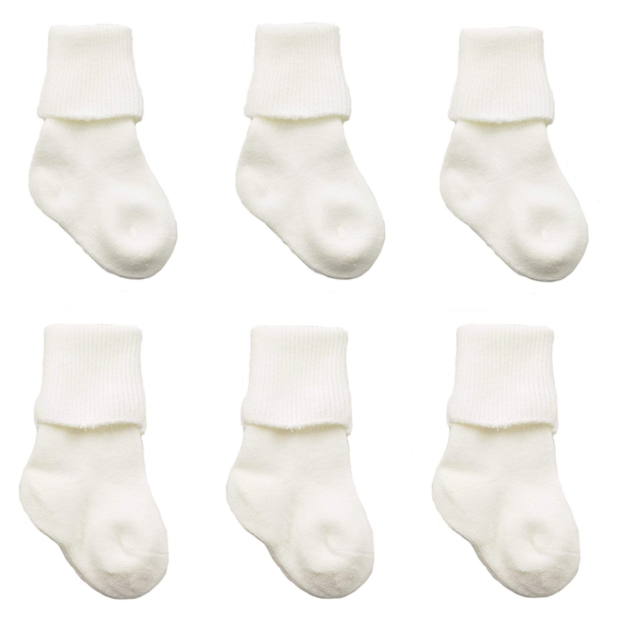 Infant Socks - Combed Cotton Turn Cuff Booties for Baby (Choose from 3 or 6 Pair Packs) - Wear Sierra