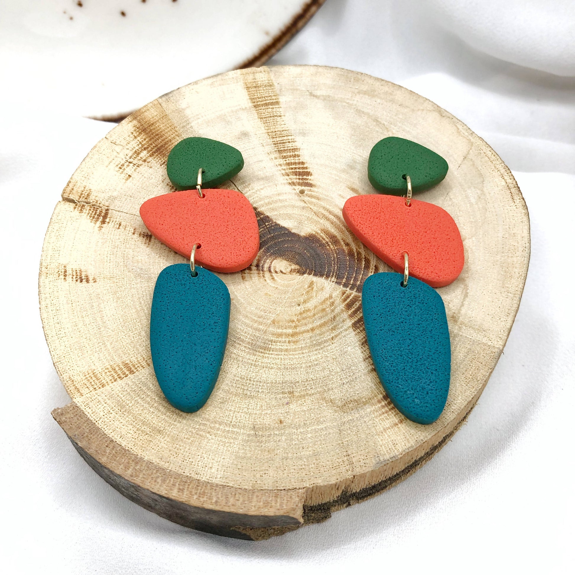 Autumn Trio Handmade Polymer Clay Earrings - Stylish Anti Allergic Earbacks - Wear Sierra