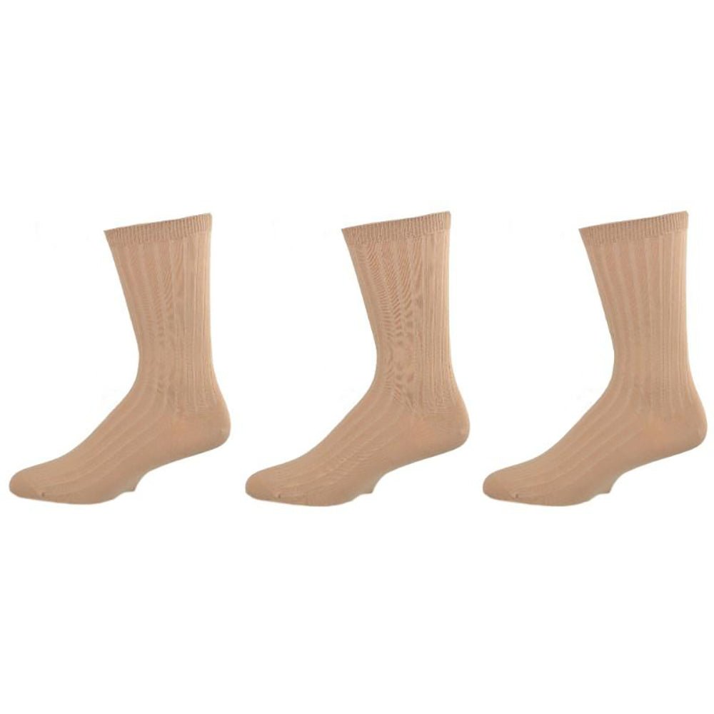 Kid's, Teen's and Adult Size Crew Socks - Soft Pima Cotton Classic Dress Uniform Ribbed 3-Pair Packs - Wear Sierra