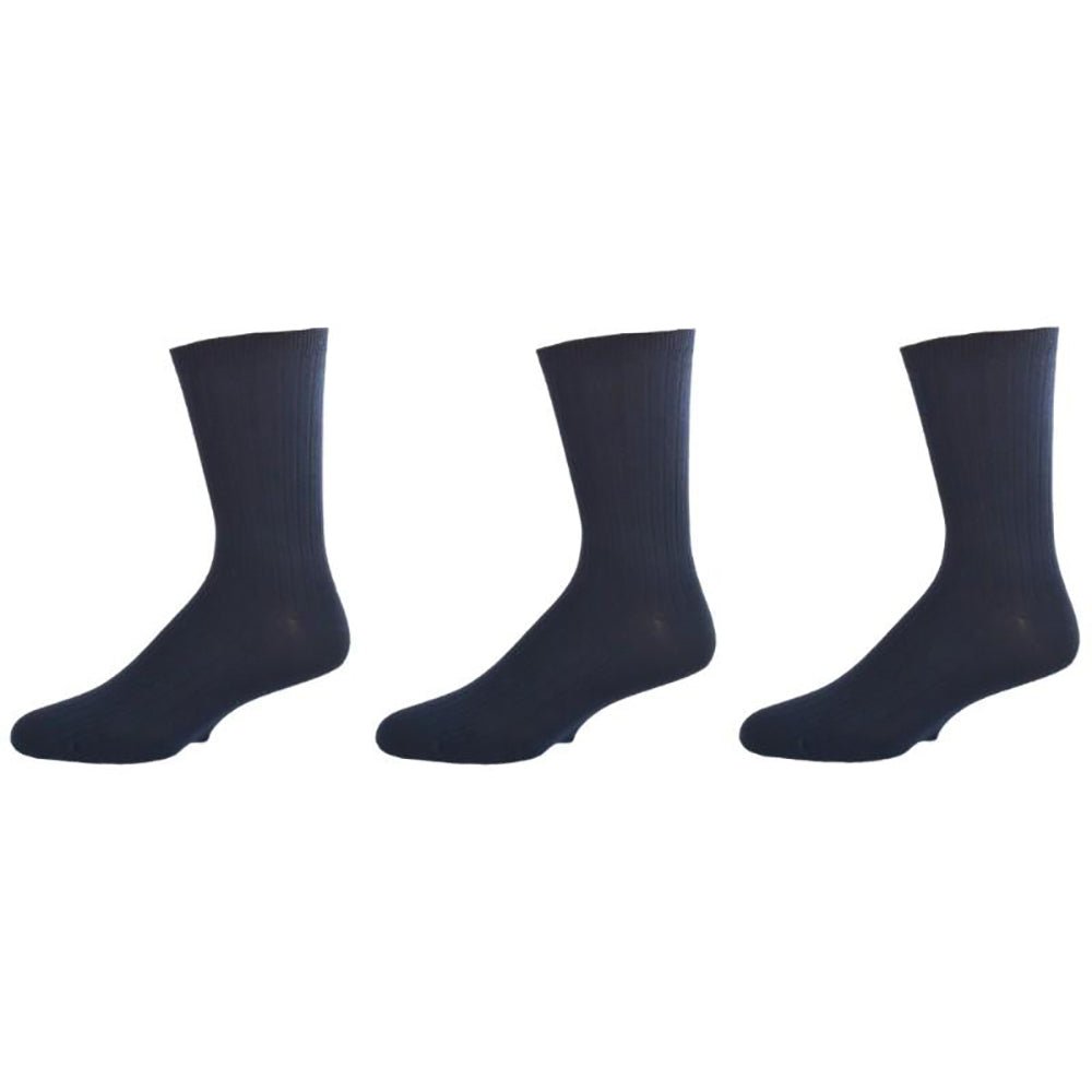 Kid's, Teen's and Adult Size Crew Socks - Soft Pima Cotton Classic Dress Uniform Ribbed 3-Pair Packs - Wear Sierra