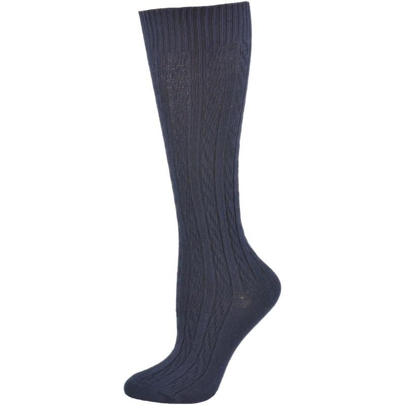 Knee High Socks in Classic Cotton Cable Knit, School Uniform Socks for Girls in 3 Pair Pack - Wear Sierra