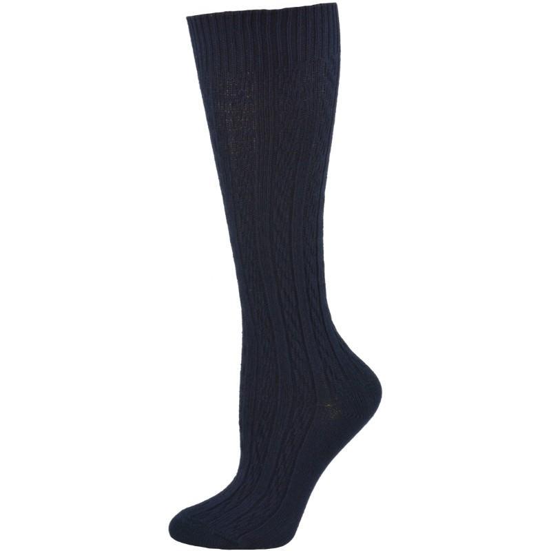 Knee High Socks in Classic Cotton Cable Knit, School Uniform Socks for Girls in 3 Pair Pack - Wear Sierra