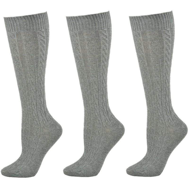 Knee High Socks in Classic Cotton Cable Knit, School Uniform Socks for Girls in 3 Pair Pack - Wear Sierra