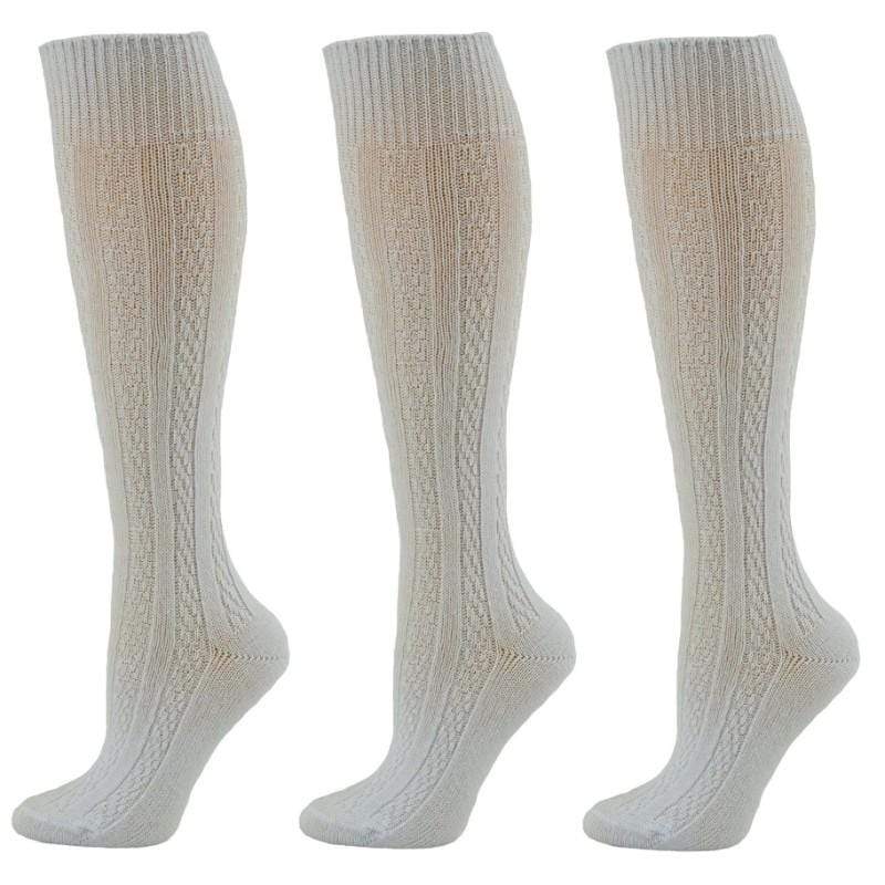 Knee High Socks in Classic Cotton Cable Knit, School Uniform Socks for Girls in 3 Pair Pack - Wear Sierra