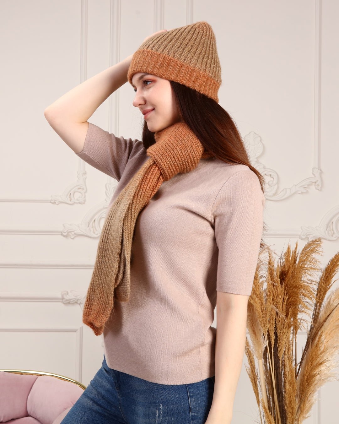 Knitted Beanie and Scarf Set - Women's Cozy Hat Scarf - Trending Fashion Outfit for Winter - Wear Sierra