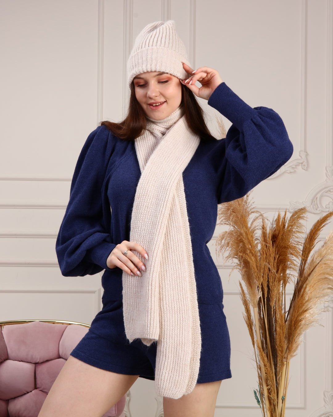 Knitted Beanie and Scarf Set - Women's Cozy Hat Scarf - Trending Fashion Outfit for Winter - Wear Sierra