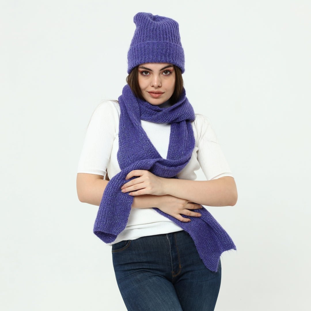 Knitted Beanie and Scarf Set - Women's Cozy Hat Scarf - Trending Fashion Outfit for Winter - Wear Sierra