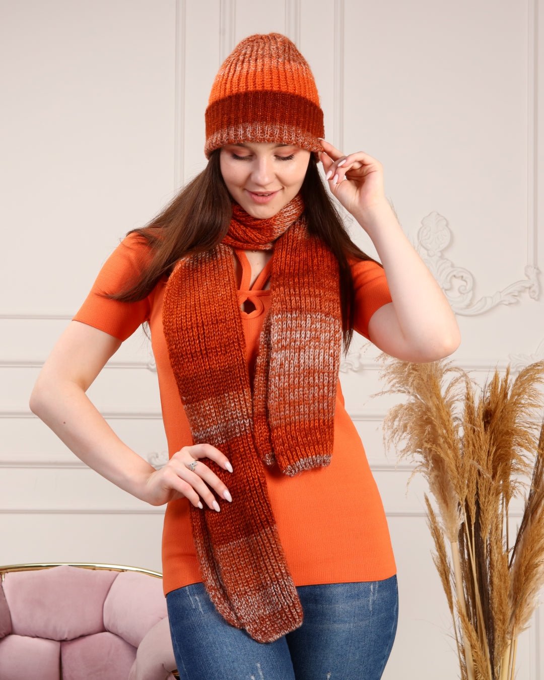 Knitted Beanie and Scarf Set - Women's Cozy Hat Scarf - Trending Fashion Outfit for Winter - Wear Sierra