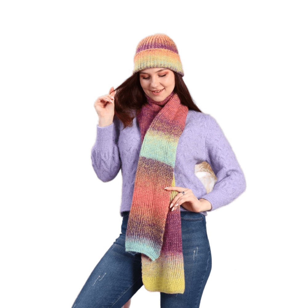 Knitted Beanie and Scarf Set - Women's Cozy Hat Scarf - Trending Fashion Outfit for Winter - Wear Sierra