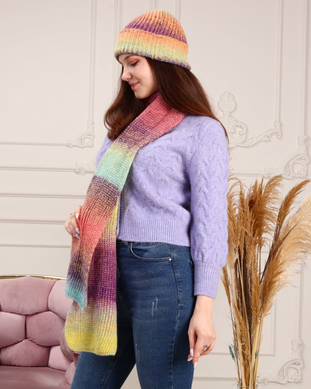 Knitted Beanie and Scarf Set - Women's Cozy Hat Scarf - Trending Fashion Outfit for Winter - Wear Sierra