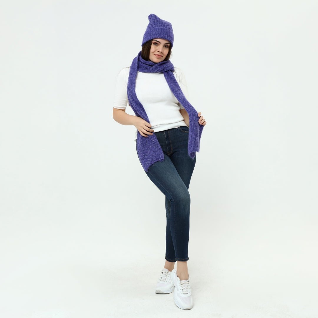 Knitted Beanie and Scarf Set - Women's Cozy Hat Scarf - Trending Fashion Outfit for Winter - Wear Sierra