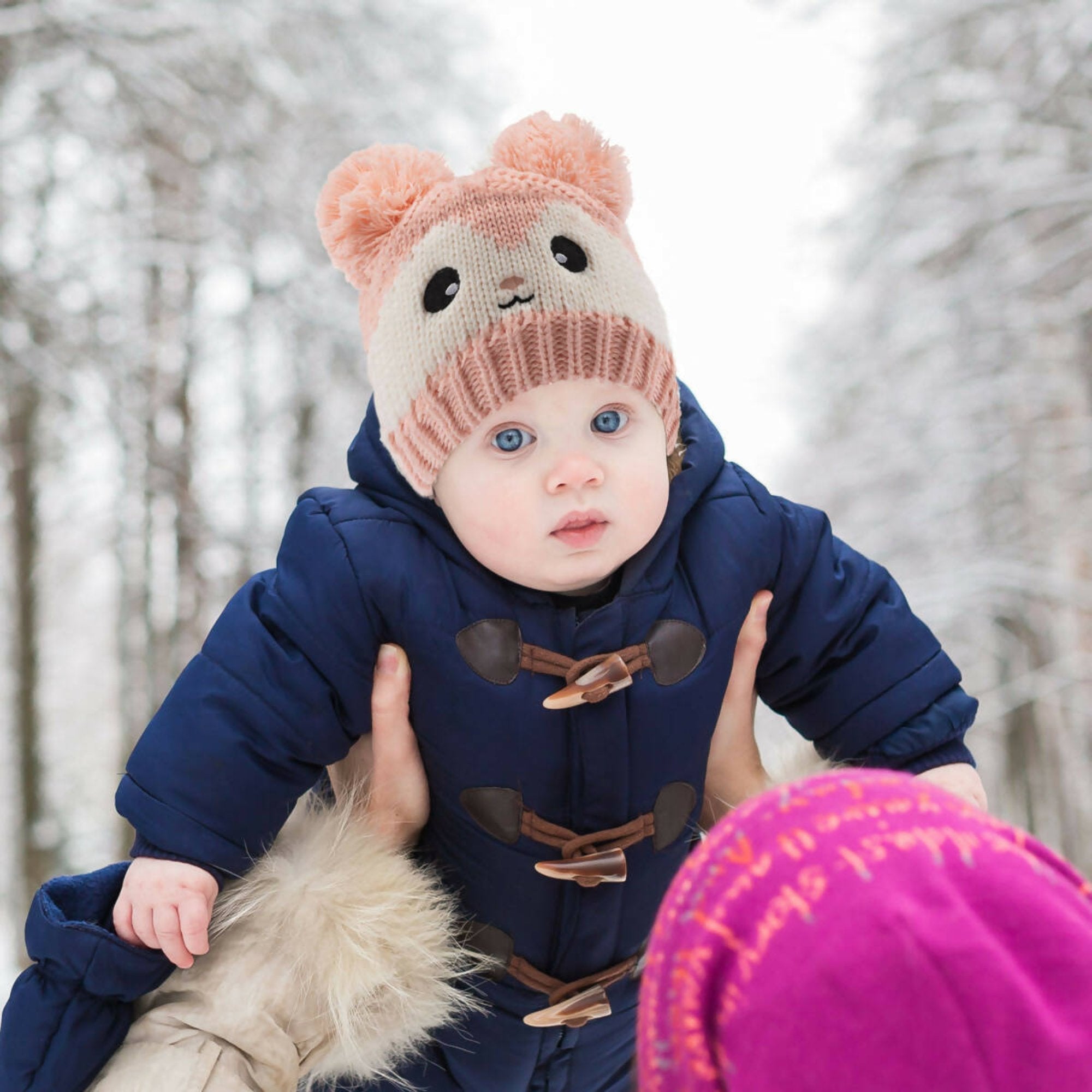 Knitted Winter Beanie Hat For Infants in Pinks and Peach - So Cute! - Wear Sierra