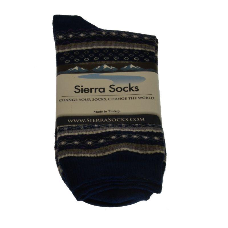 Ladies Cotton Crew Socks 2-Pair Packs with Mini Flower Design - Wear Sierra