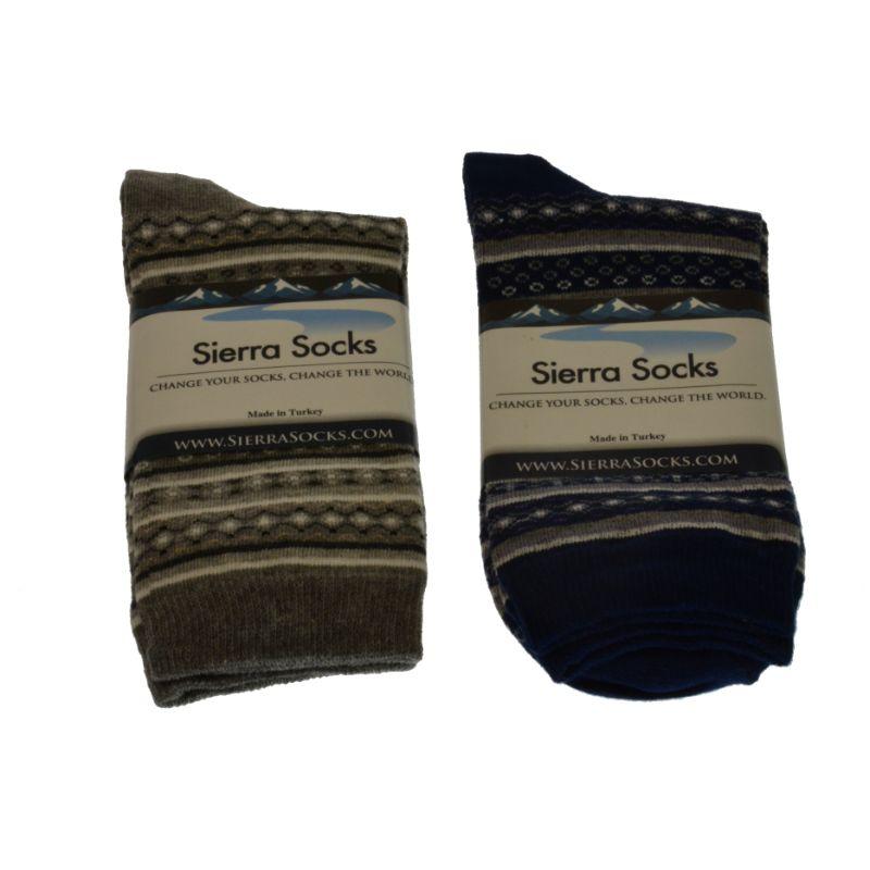 Ladies Cotton Crew Socks 2-Pair Packs with Mini Flower Design - Wear Sierra