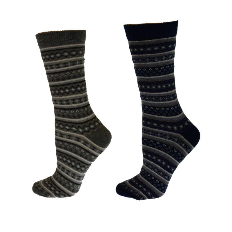 Ladies Cotton Crew Socks 2-Pair Packs with Mini Flower Design - Wear Sierra