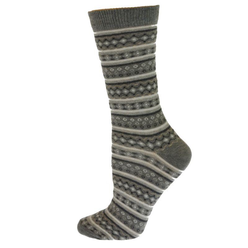Ladies Cotton Crew Socks 2-Pair Packs with Mini Flower Design - Wear Sierra