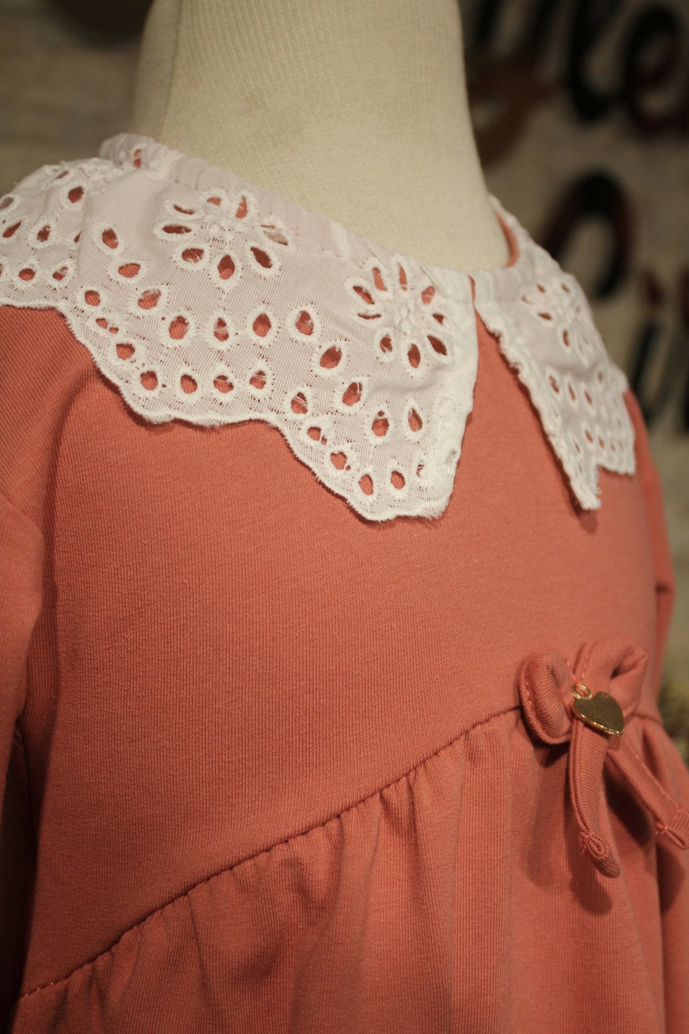 Little Girls' Eyelet Lace Collar Dress in Combed Cotton - Wear Sierra