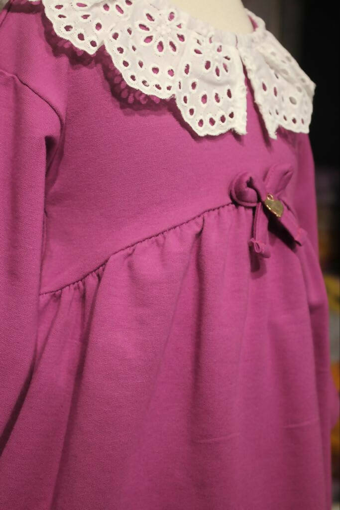 Little Girls' Eyelet Lace Collar Dress in Combed Cotton - Wear Sierra