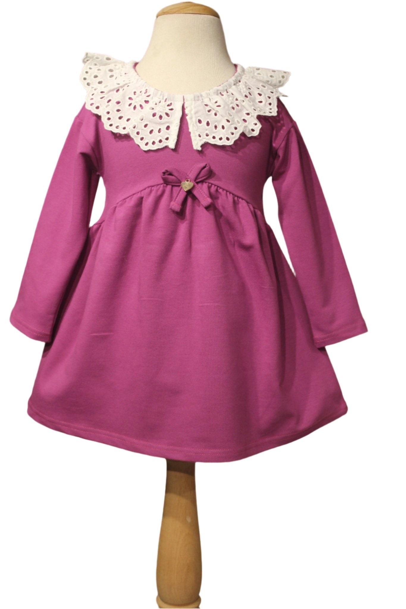 Little Girls' Eyelet Lace Collar Dress in Combed Cotton - Wear Sierra