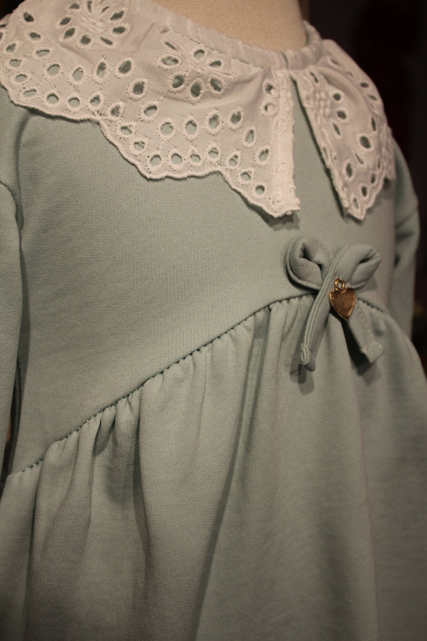 Little Girls' Eyelet Lace Collar Dress in Combed Cotton - Wear Sierra