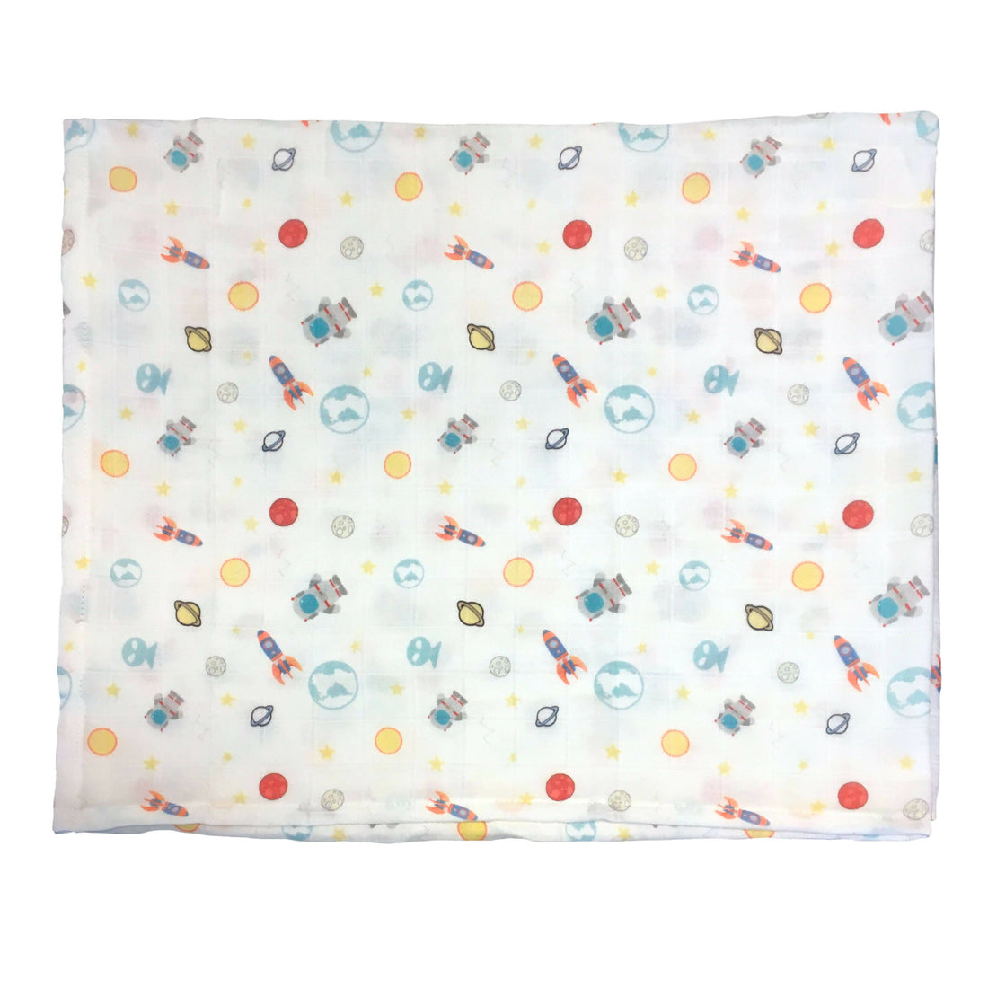 Astronaut Print Baby Blanket, Newborn Baby Swaddle, 100% Cotton Muslin, Mother's Cover Up, Neutral Baby Blanket For Boys or Girls - Wear Sierra