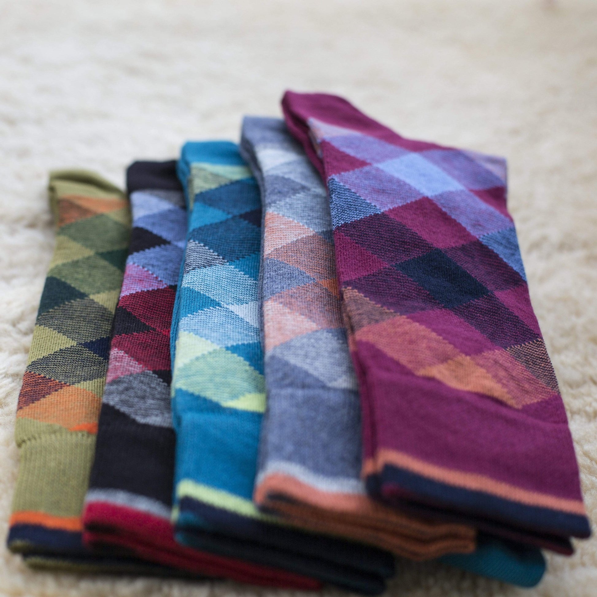 Men's Colorful Combed Cotton Socks - Argyle Pattern (3 Pair Packs) - Wear Sierra