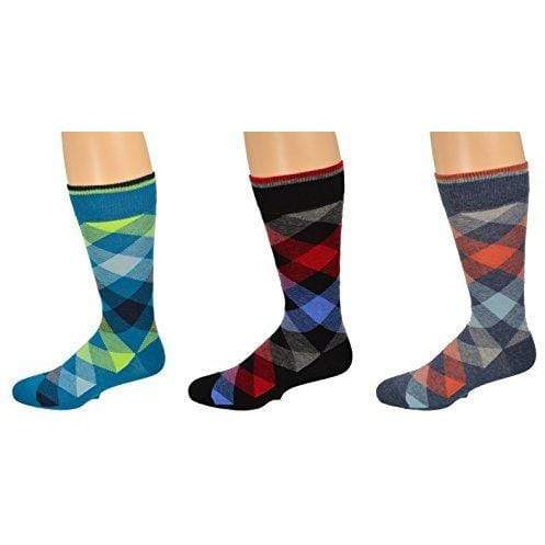Men's Colorful Combed Cotton Socks - Argyle Pattern (3 Pair Packs) - Wear Sierra