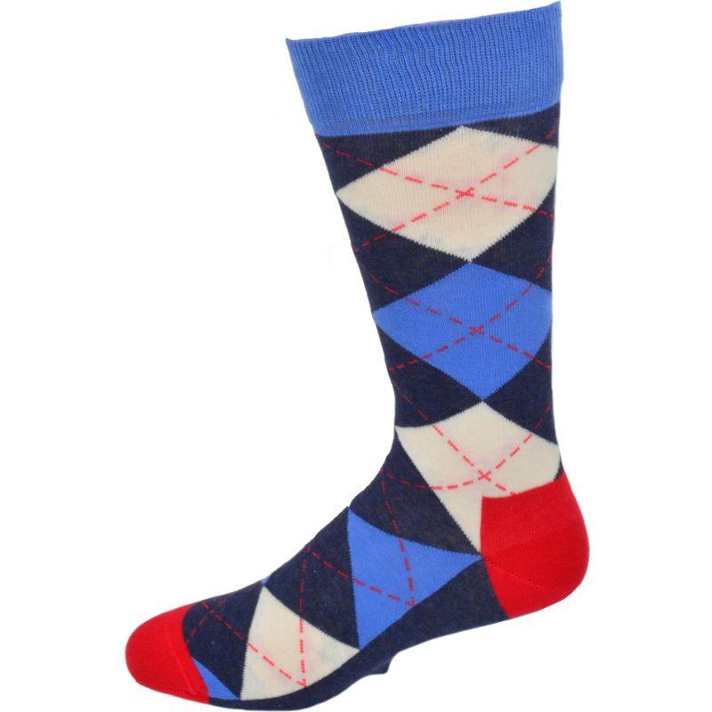 Men's Colorful Crew Socks in Combed Cotton (Argyle 3 Pair Packs) - Wear Sierra