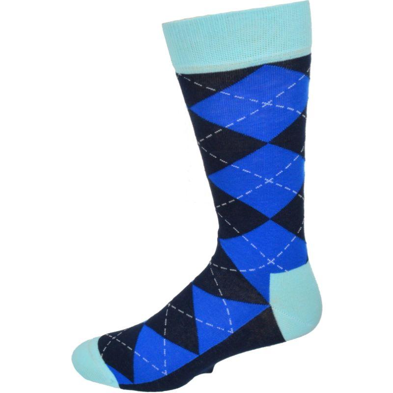 Men's Colorful Crew Socks in Combed Cotton (Argyle 3 Pair Packs) - Wear Sierra