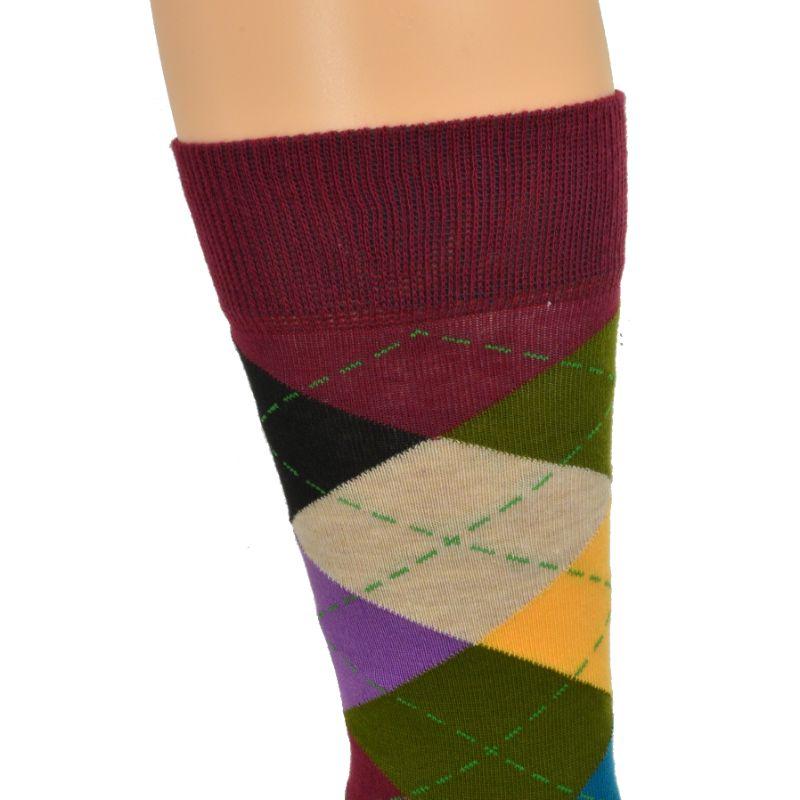 Men's Colorful Crew Socks in Combed Cotton (Argyle 3 Pair Packs) - Wear Sierra