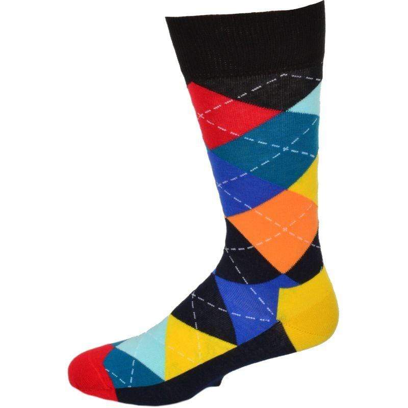 Men's Colorful Crew Socks in Combed Cotton (Argyle 3 Pair Packs) - Wear Sierra