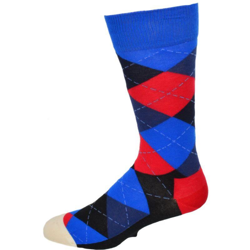 Men's Colorful Crew Socks in Combed Cotton (Argyle 3 Pair Packs) - Wear Sierra