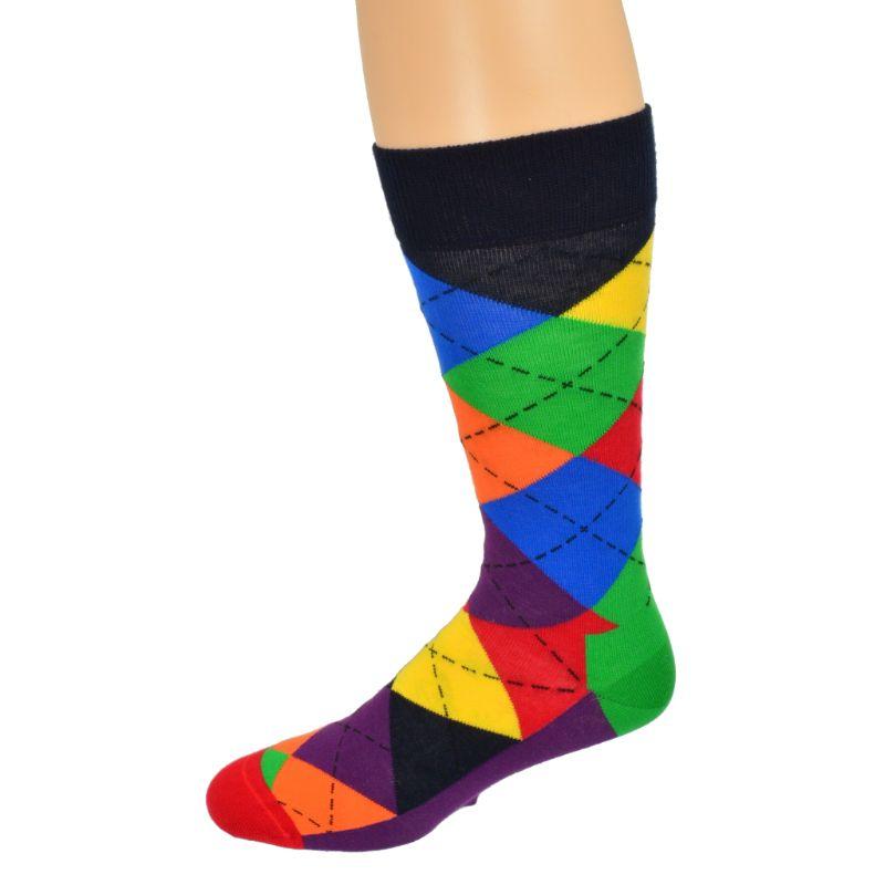 Men's Colorful Crew Socks in Combed Cotton (Argyle 3 Pair Packs) - Wear Sierra