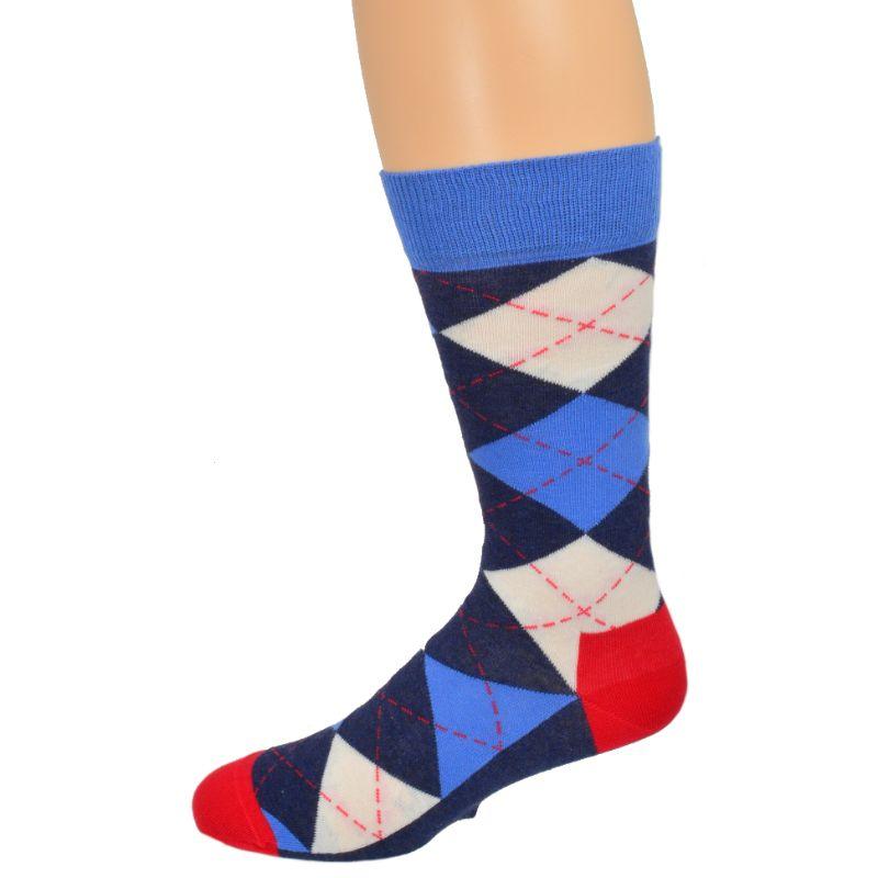 Men's Colorful Crew Socks in Combed Cotton (Argyle 3 Pair Packs) - Wear Sierra