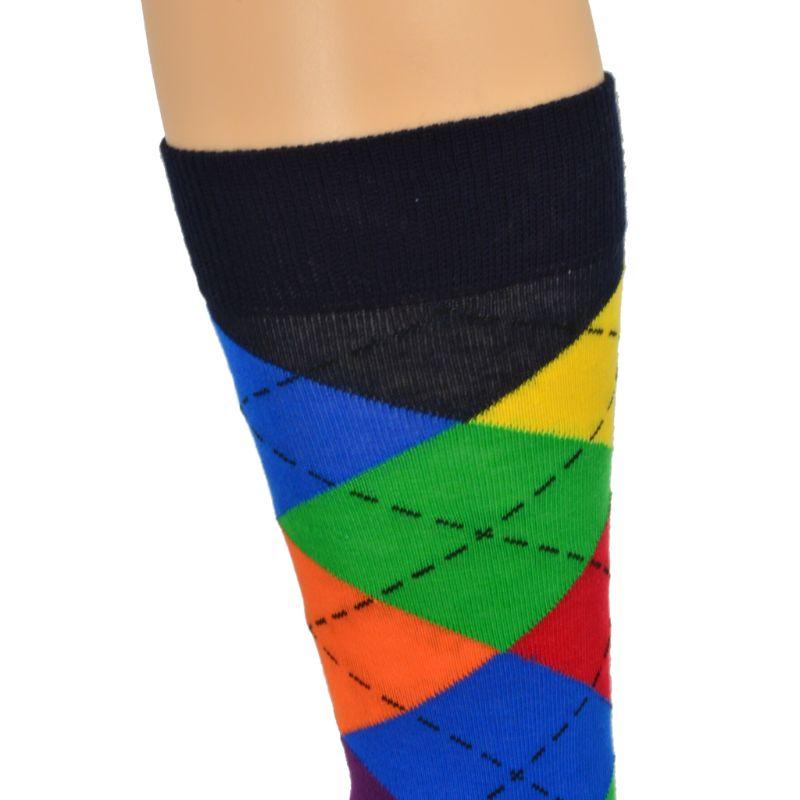 Men's Colorful Crew Socks in Combed Cotton (Argyle 3 Pair Packs) - Wear Sierra