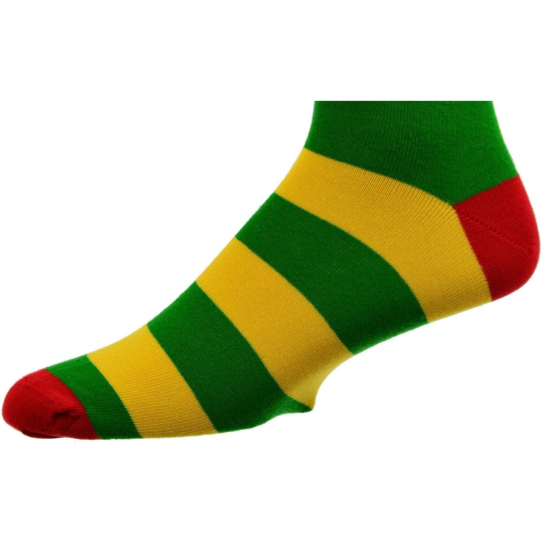 Men's Colorful Yellow-Green Striped Cotton Crew Socks - Wear Sierra